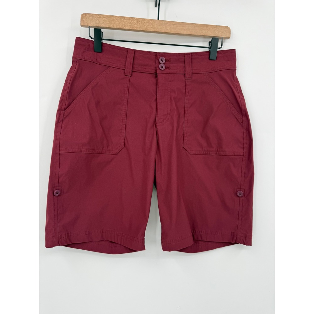 Eddie‎ Bauer Shorts Womens 6 Red Maroon Bermuda Rolled Hem Hiking Outdoor